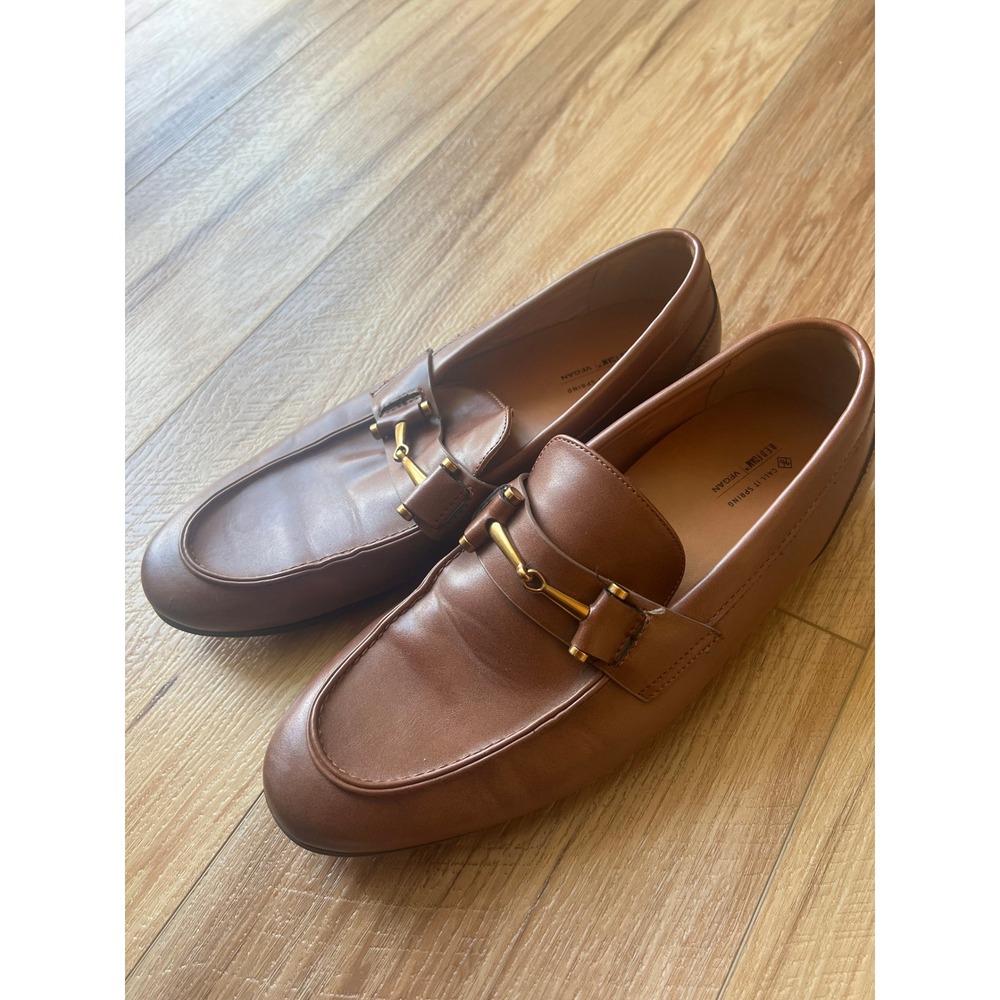 Call It Spring 9 Loafers Preppy Professional Cognac Brown Vegan Horsebit Flat